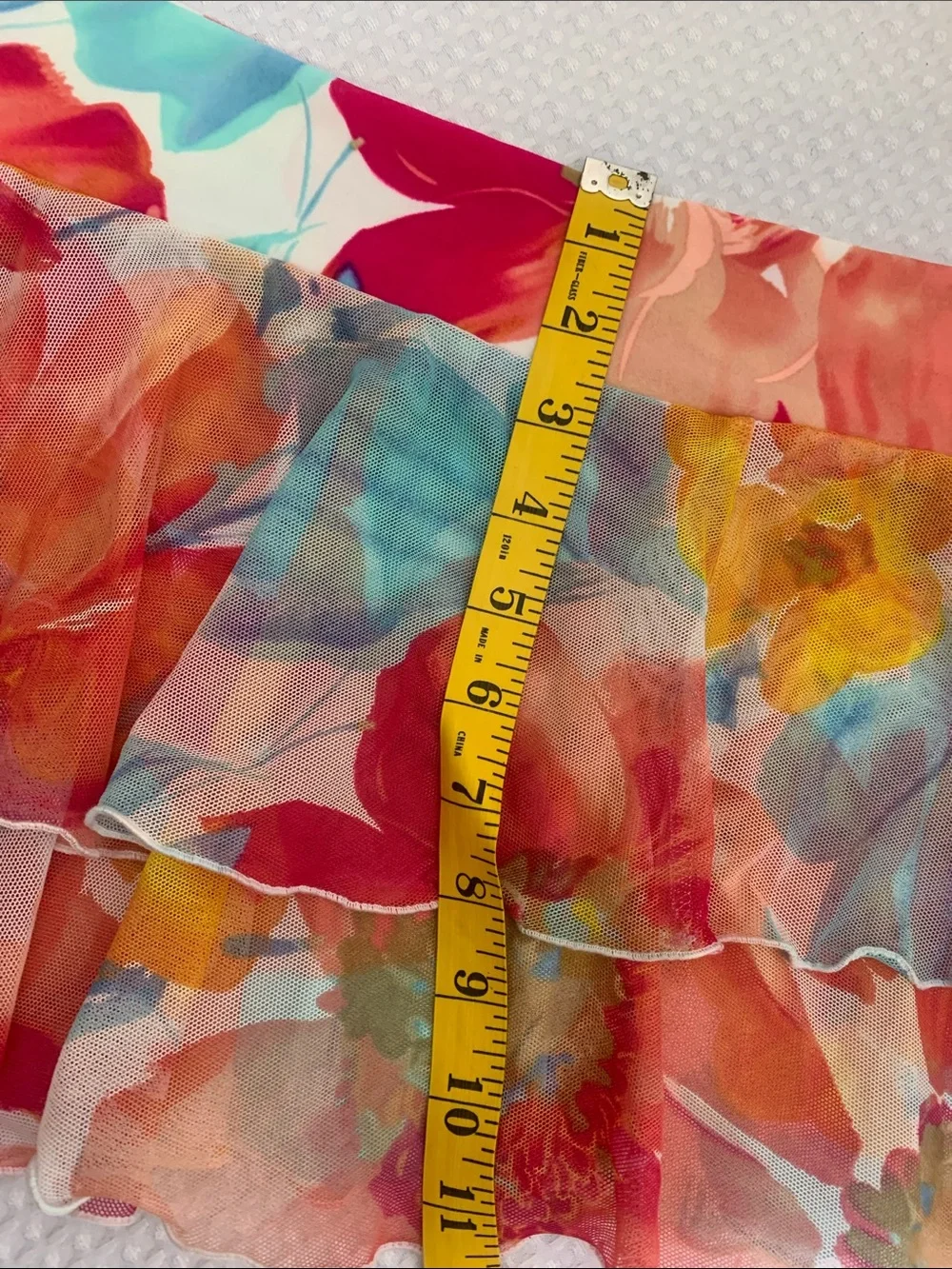 Be Creative Multicolor Artsy Floral Mesh sexy Ruffle Swim Coverup Skirt large